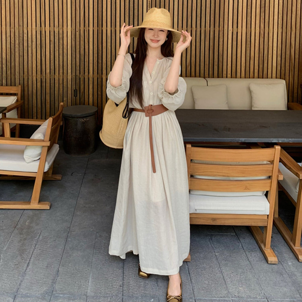 【dress】ベルト付きシャツワンピース　N2670
