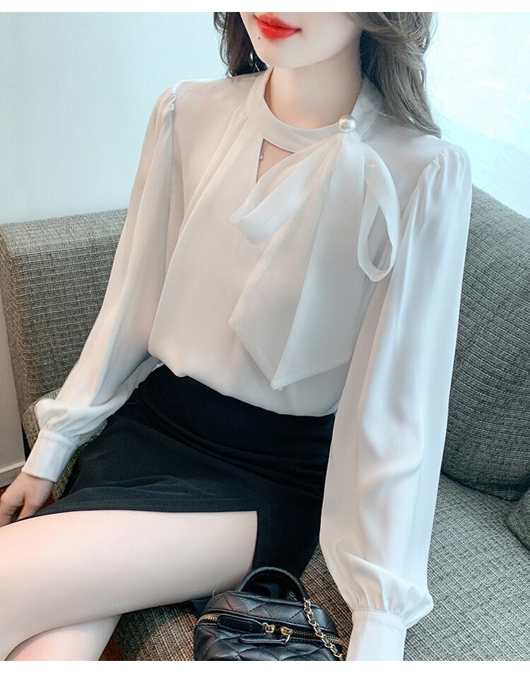【tops】リボン付きブラウス　M29120