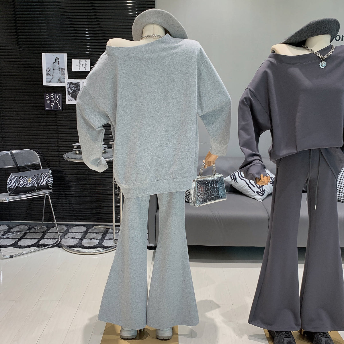 【set】オフショルダートップス×フレアパンツセット    N2732