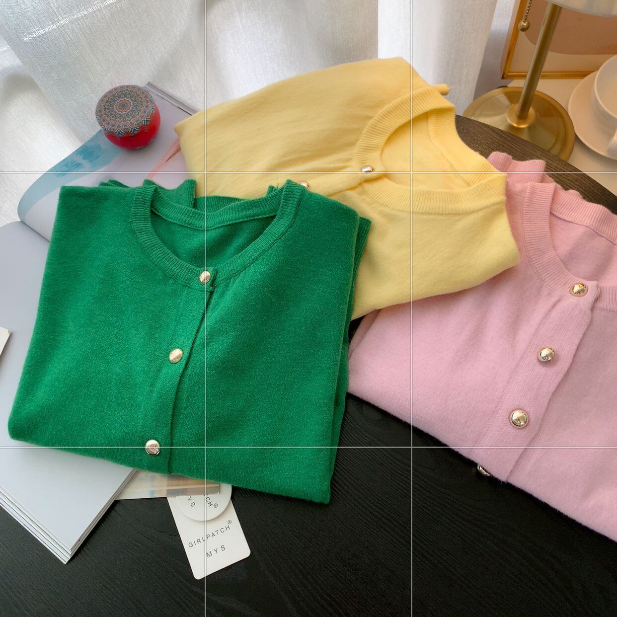 【outer】クルーネックニットカーデ　M29423