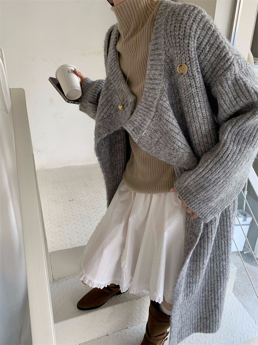 【outer】ロング丈ニットカーデ　M28394