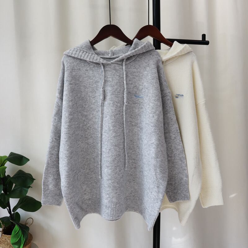 【tops】フード付きニットセーター　M27579