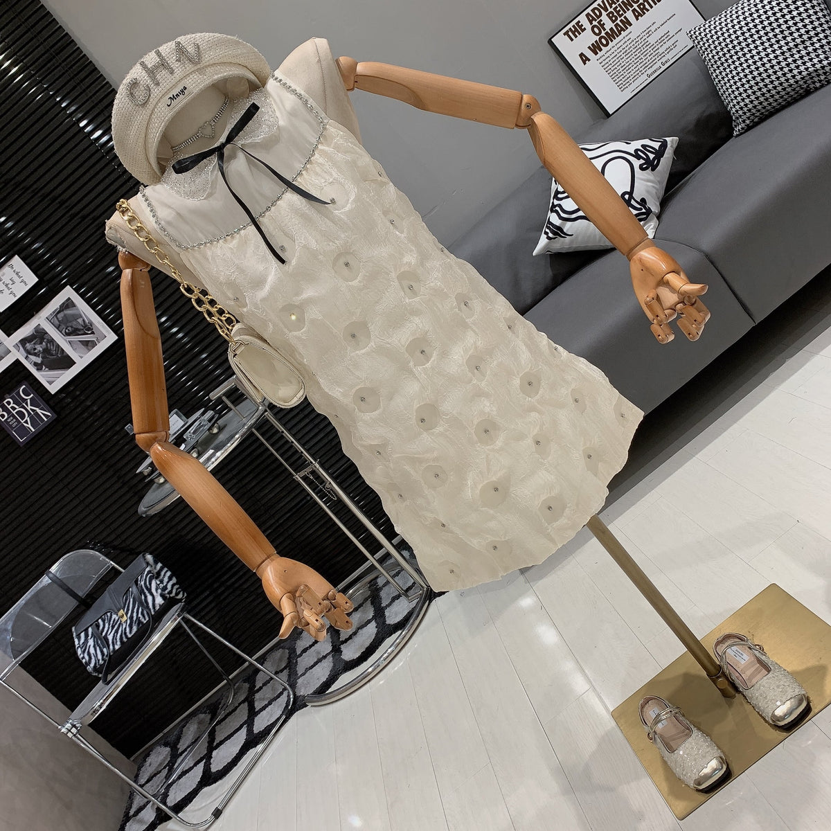 【dress】ビジューノースリーブワンピース　M24493
