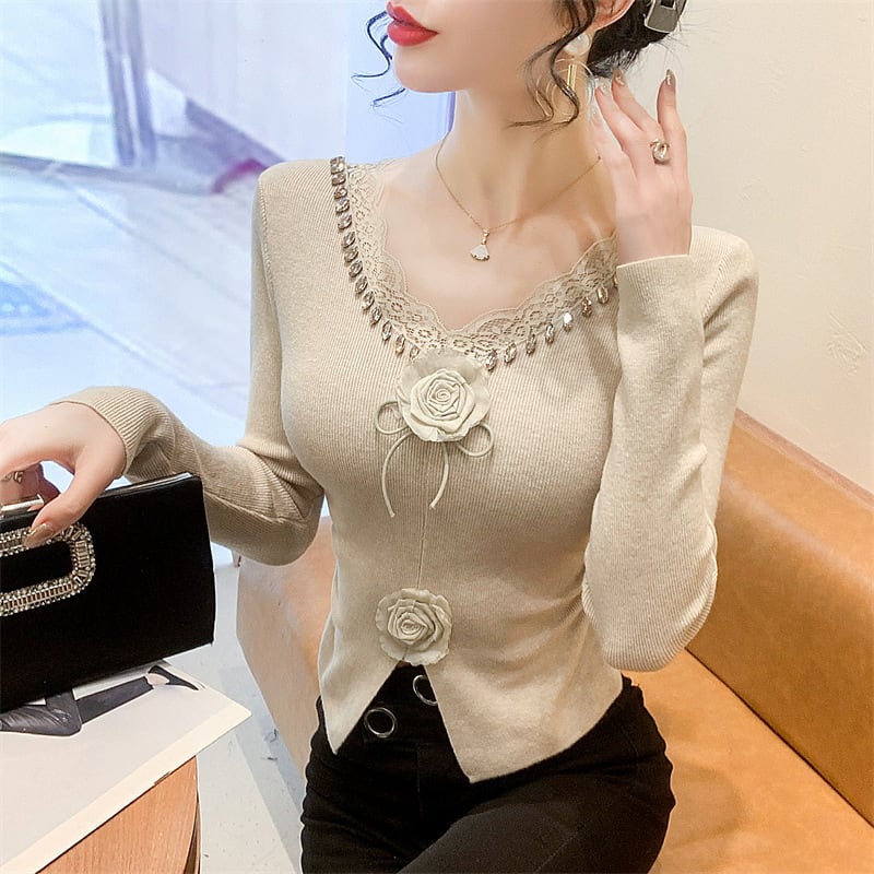 【tops】立体フラワーニットトップス　M27793