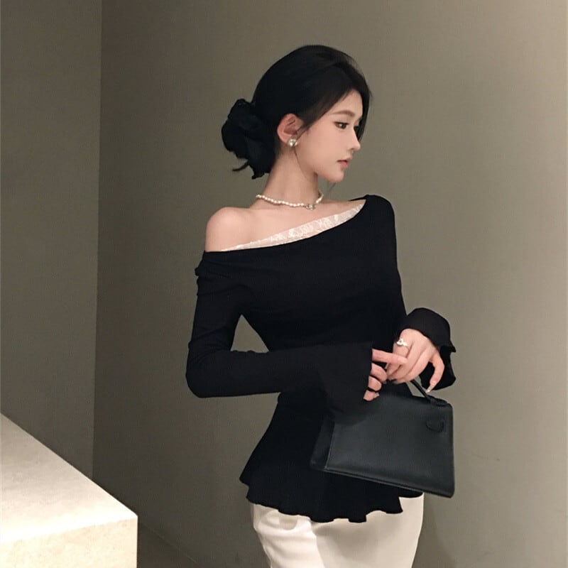【tops】レースドッキングフリルトップス　M28869