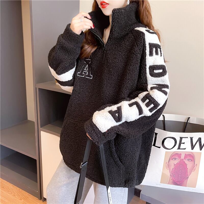 【tops】好感度UP〜気質満点トップススタンドネック裏起毛厚手合わせやすいパーカー G10252