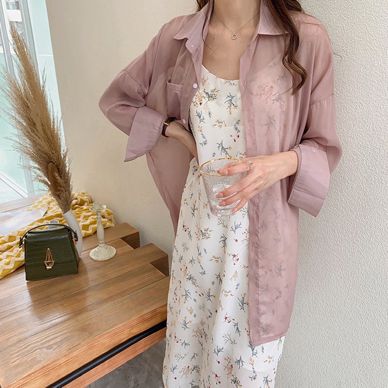 【tops】流行アイテム！折り襟紫外線対策日焼け対策シンプル長袖無地ゆったり着回しシャツF0093