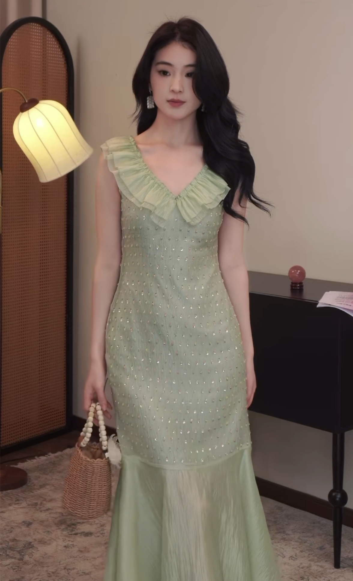 【dress】スパンコール付きマーメイドワンピース　N2987