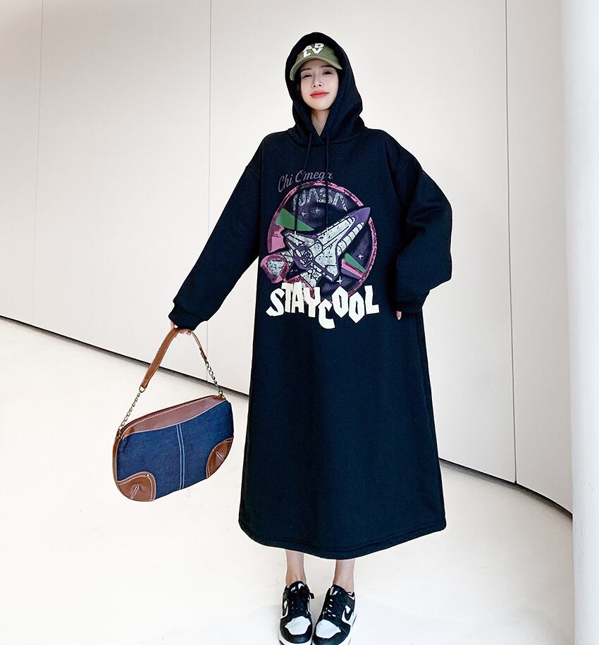 【dress】裹起毛パーカーワンピース　M18579