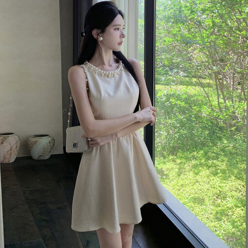【dress】パールノースリーブワンピース　M24295