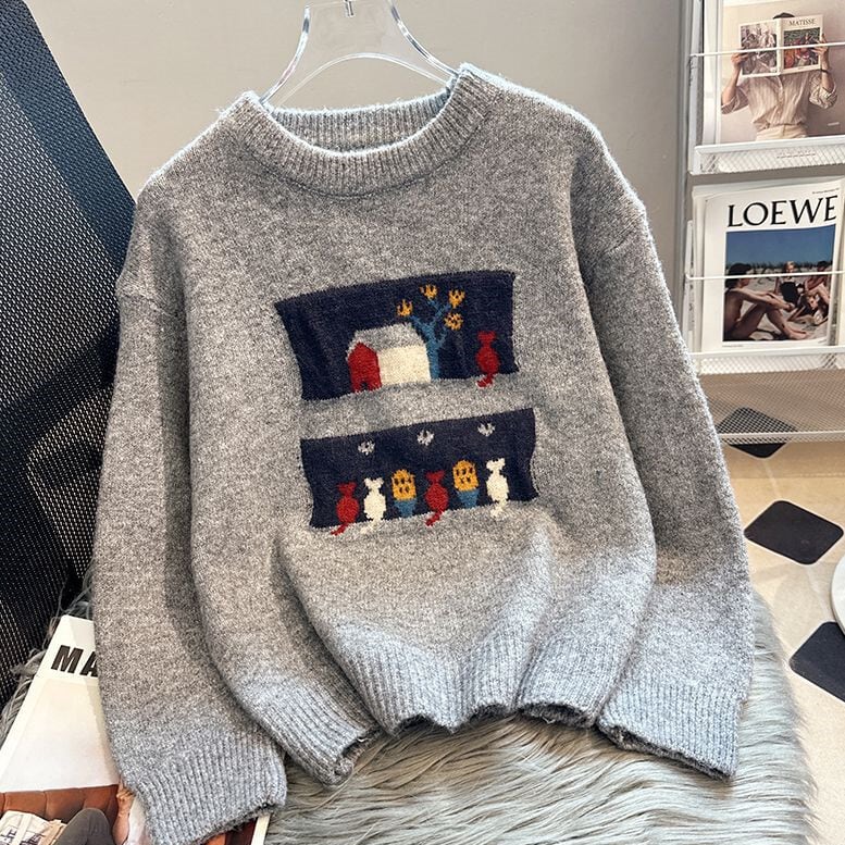 【tops】ジャカードニットセーター　M26421