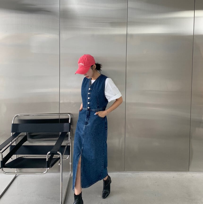 【dress】デニムベストワンピース　M23919
