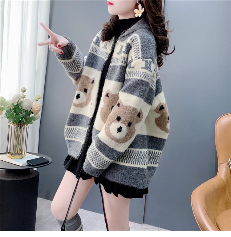 【outer】カートゥーンニットカーデ　M27783