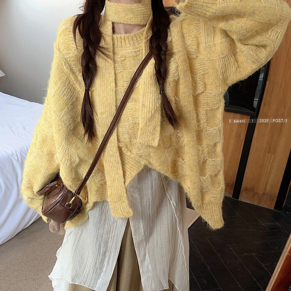【tops】不規則 イレギュラーニットセーター　M29448