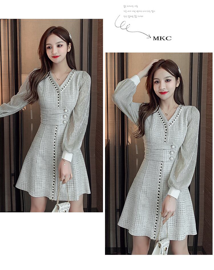 【dress】気質満点春秋スウィート長袖体型カバー着痩せワンピース G1706