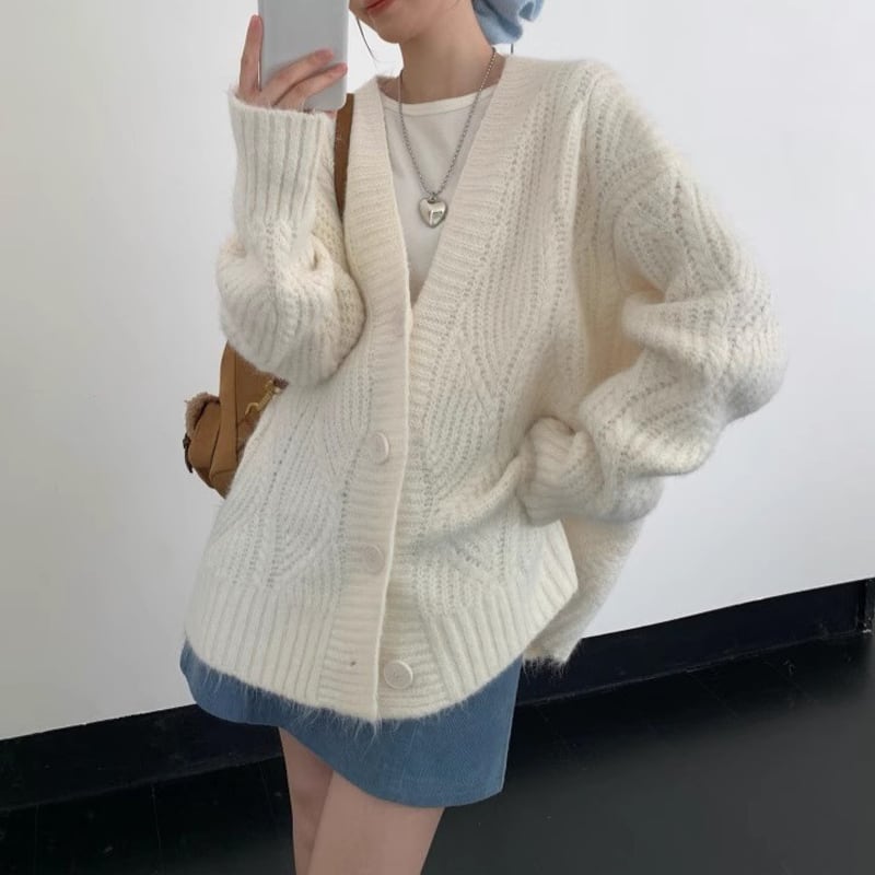 【outer】Vネックニットカーディガン Q7151