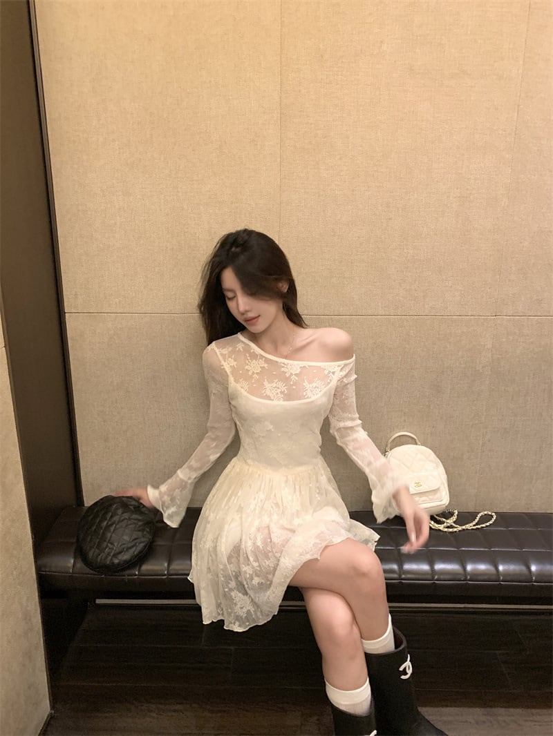 【dress】レース切り替えワンピース　M29873