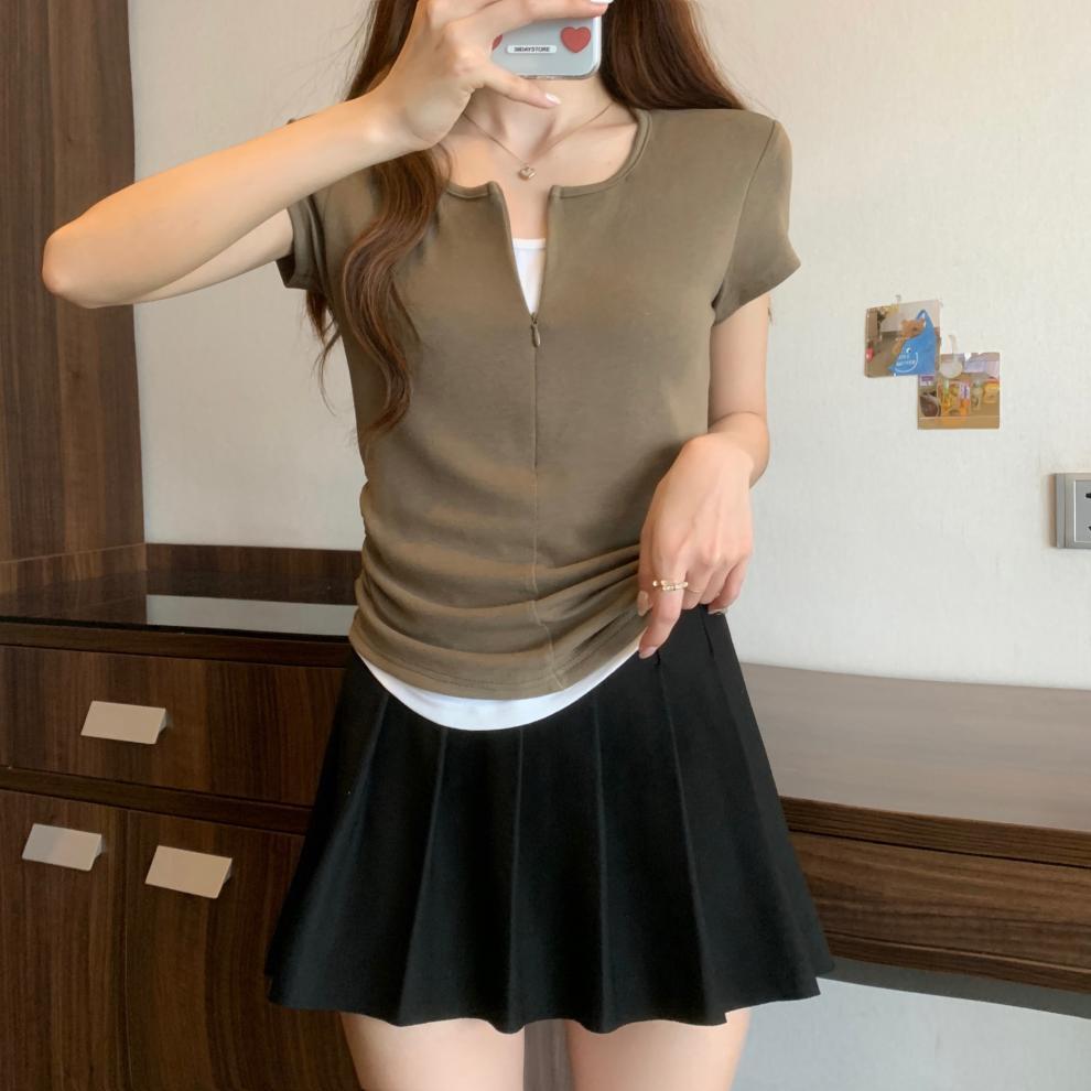 【tops】偽二つ切り替えTシャツG21042