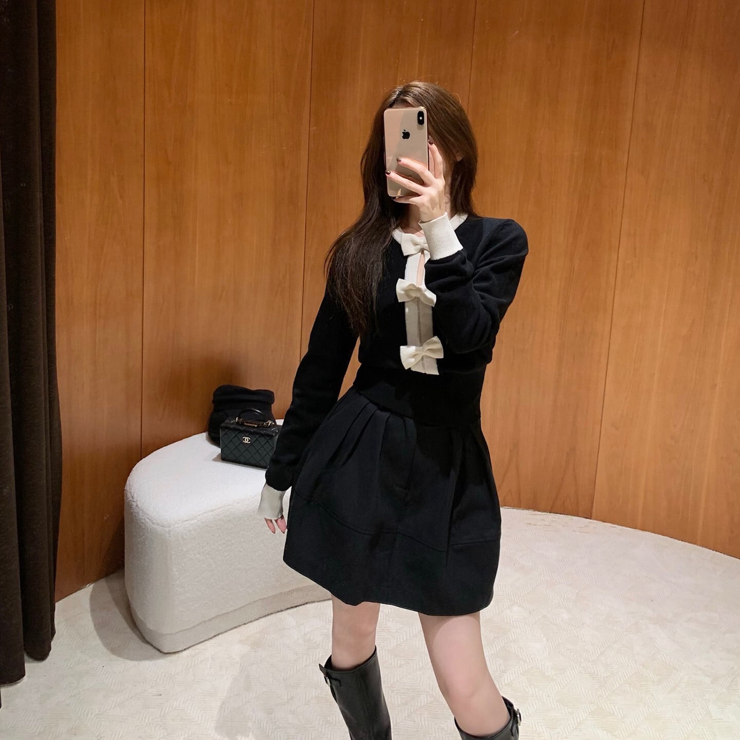 【tops】リボン付きニットトップス　N3332