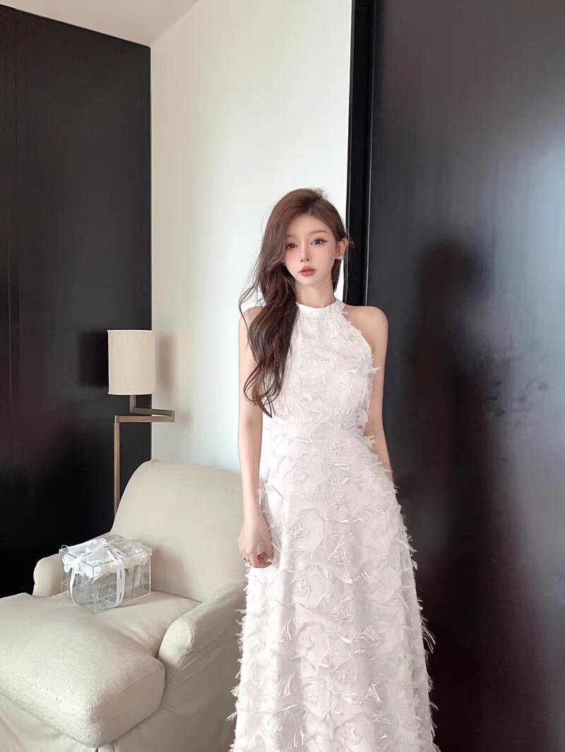 【dress】ホルターネックマキシ丈ワンピースF7478