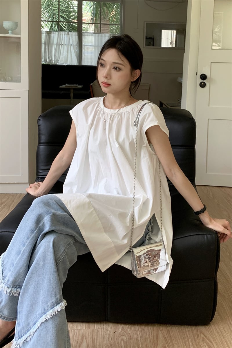 【tops】ノースリーブシャツトップス　M25114