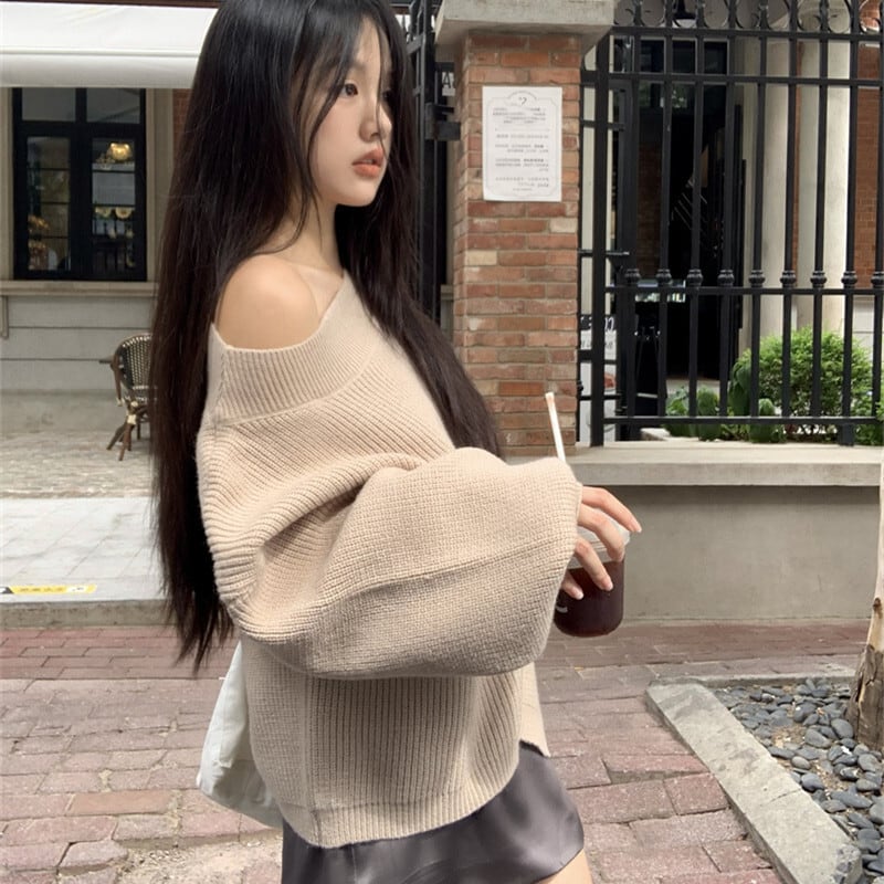 【tops】オフショルダーニットセーター　M27667