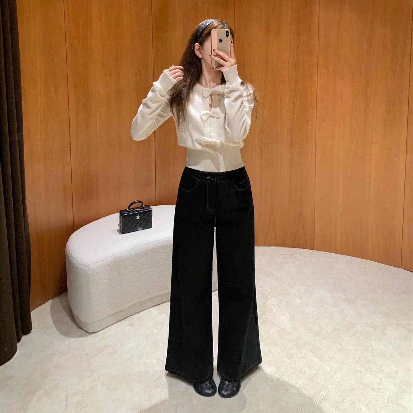 【tops】リボン付きニットトップス　N3332