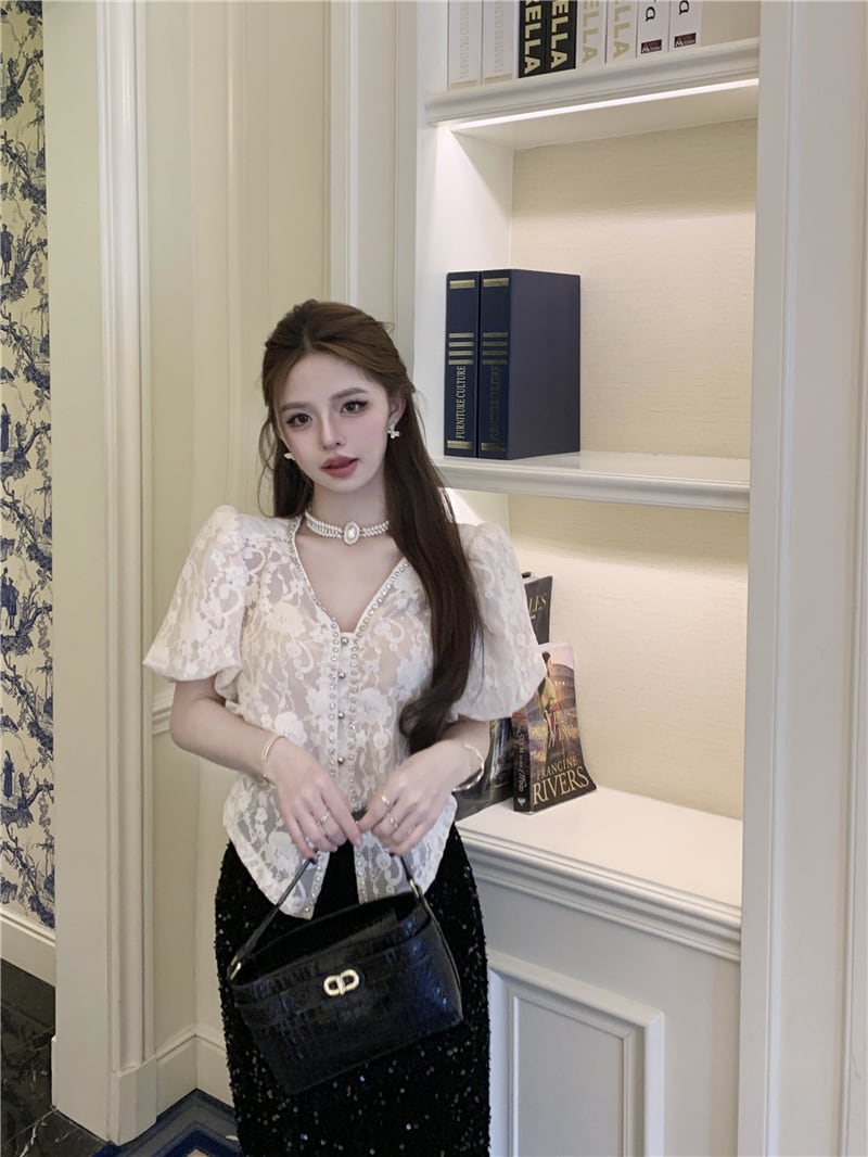 【tops】ダイヤモンドレースブラウスG21549