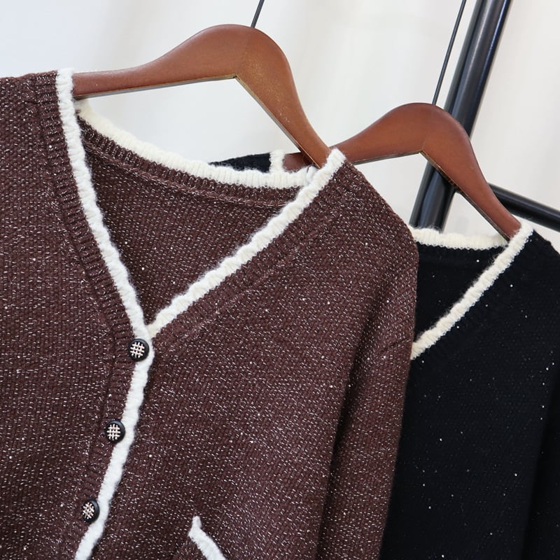 【outer】Vネックニットカーデ　M25697