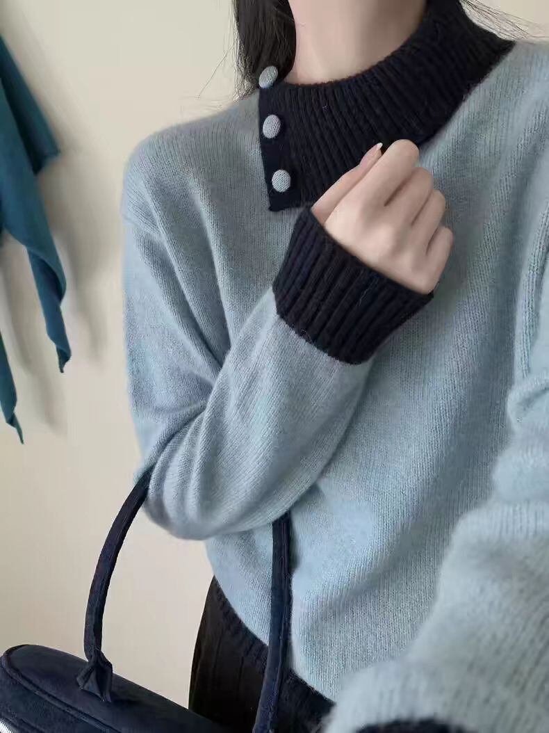 【tops】折り襟ニットセーター　M28838