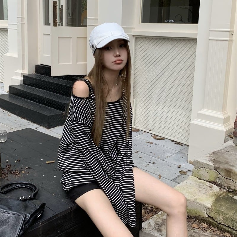【tops】ボーダー柄長袖Tシャツ　M26180