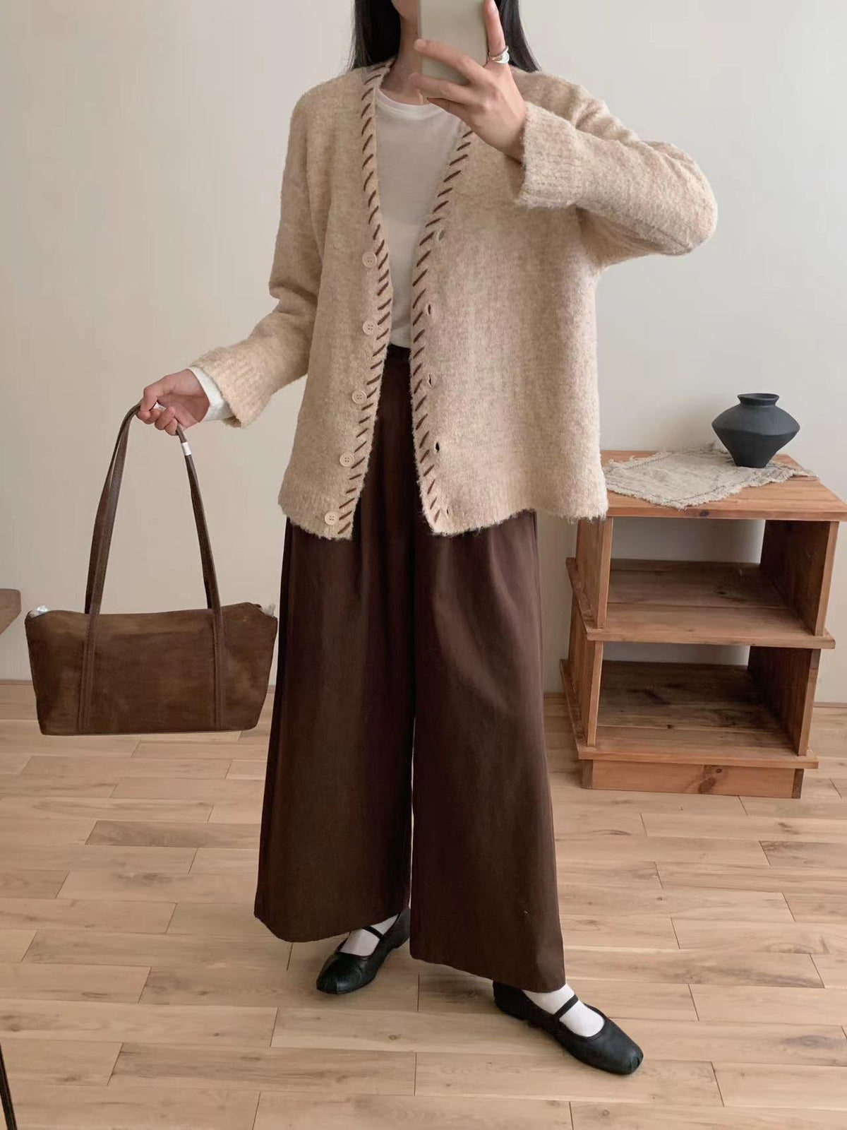 【outer】Vネックニットカーデ　M27283