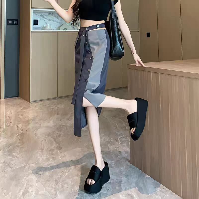 【bottoms】不規則ハイウエストスカートG20941