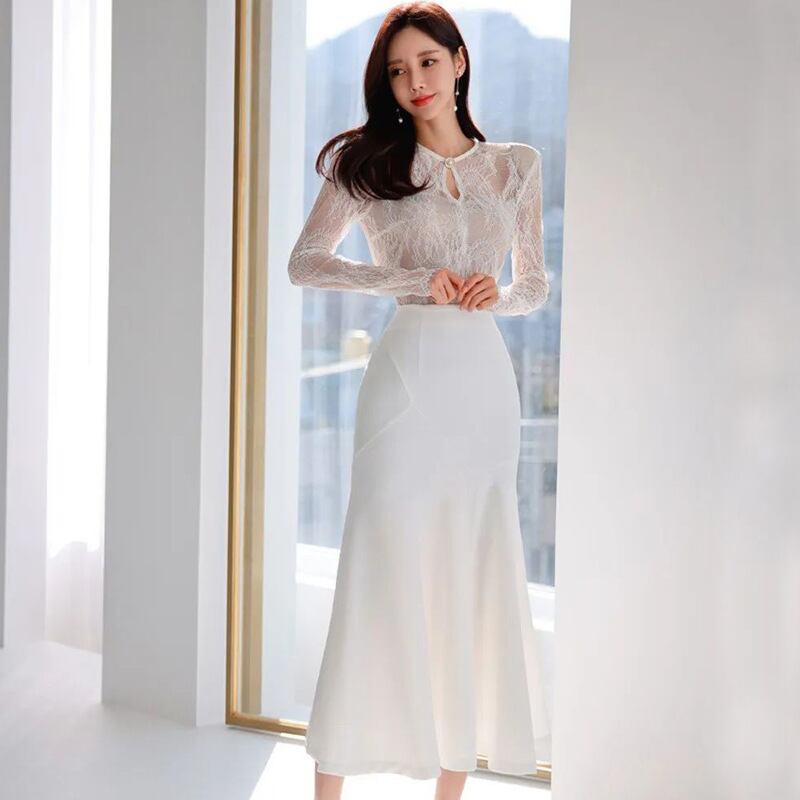 【dress】レース切り替えワンピース　M27301