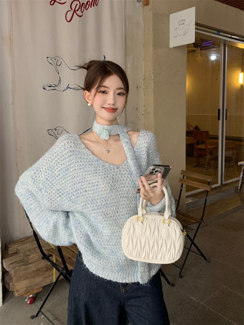 【tops】Vネックニットセーター　M27059