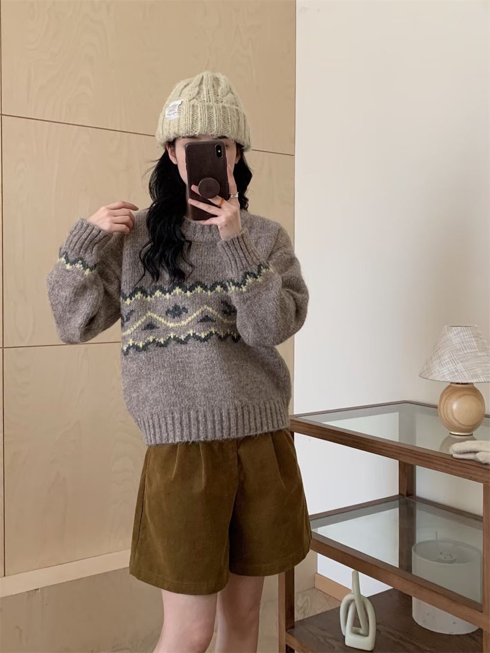 【tops】ジャカードニットセーター　M27134