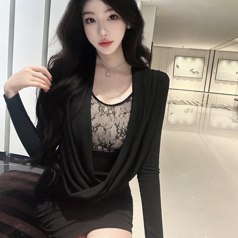 【dress】チュールドッキングワンピース Q7759