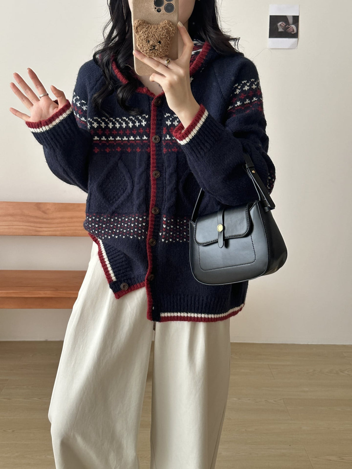 【outer】ジャカードニットカーデ　M27112