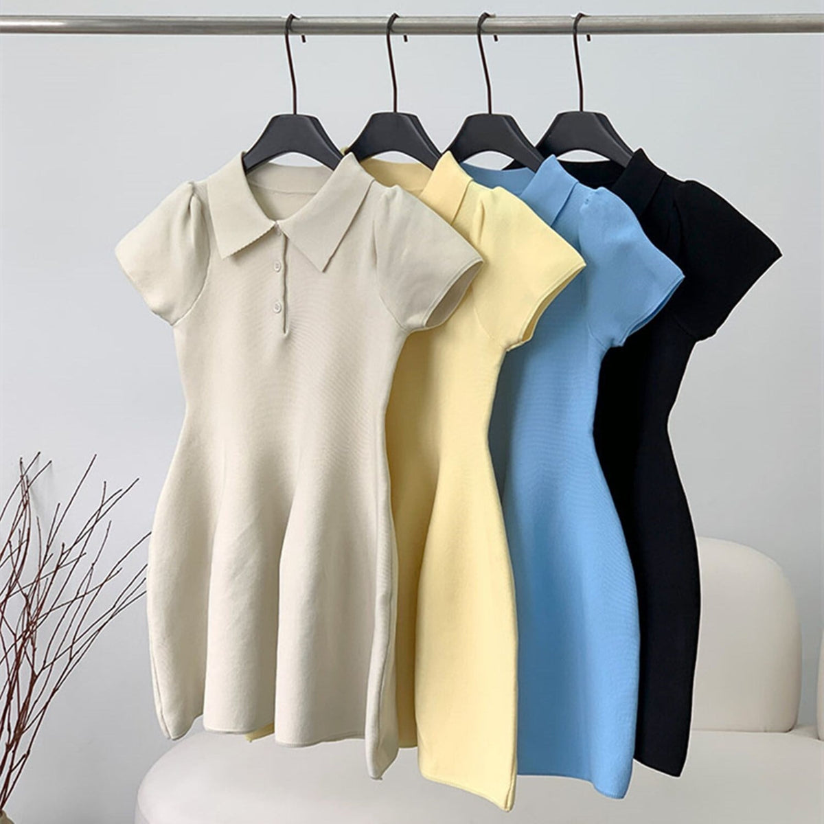 【dress】ポロネック立体感ミニワンピース　N2667