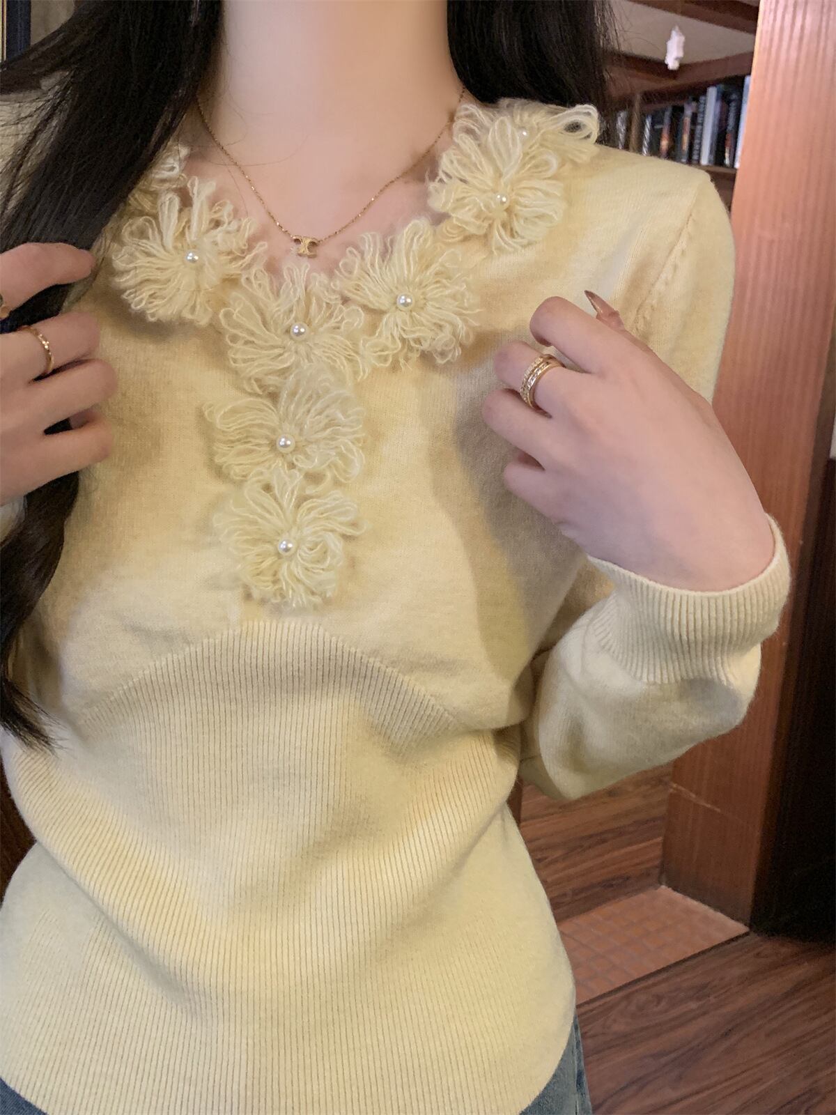 【tops】立体フラワーニットトップス　M28671