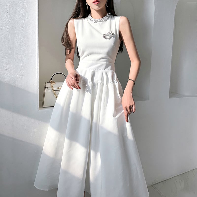 【dress】パールノースリーブワンピース　M24284