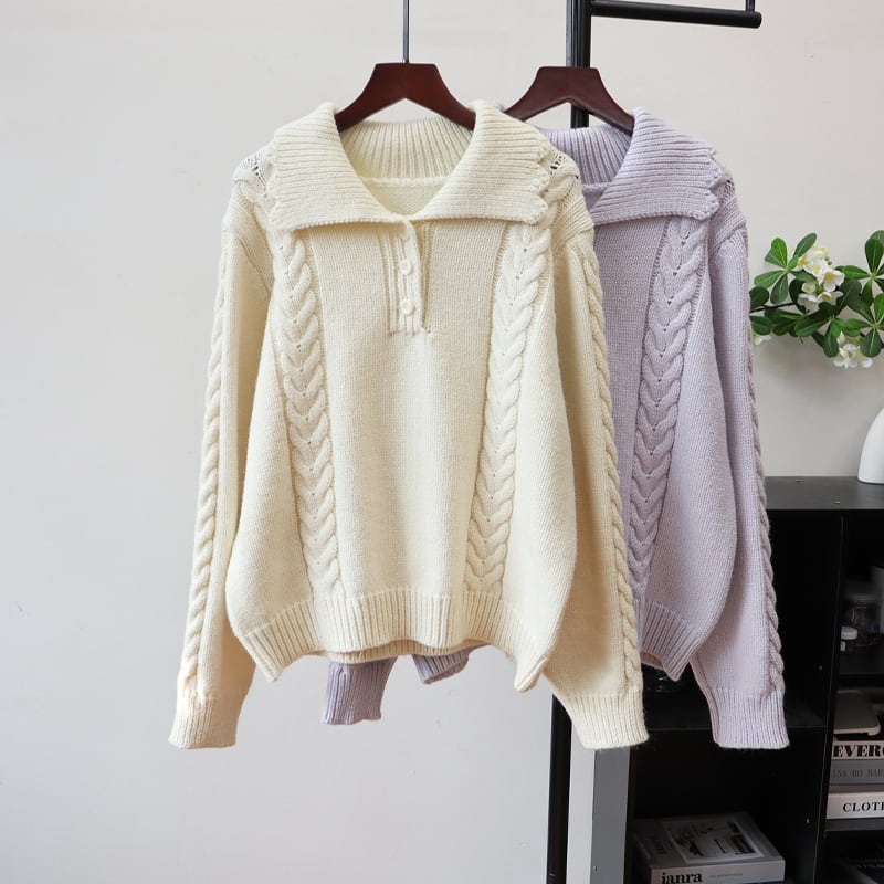 【tops】4色展開ニットトップス Q7086