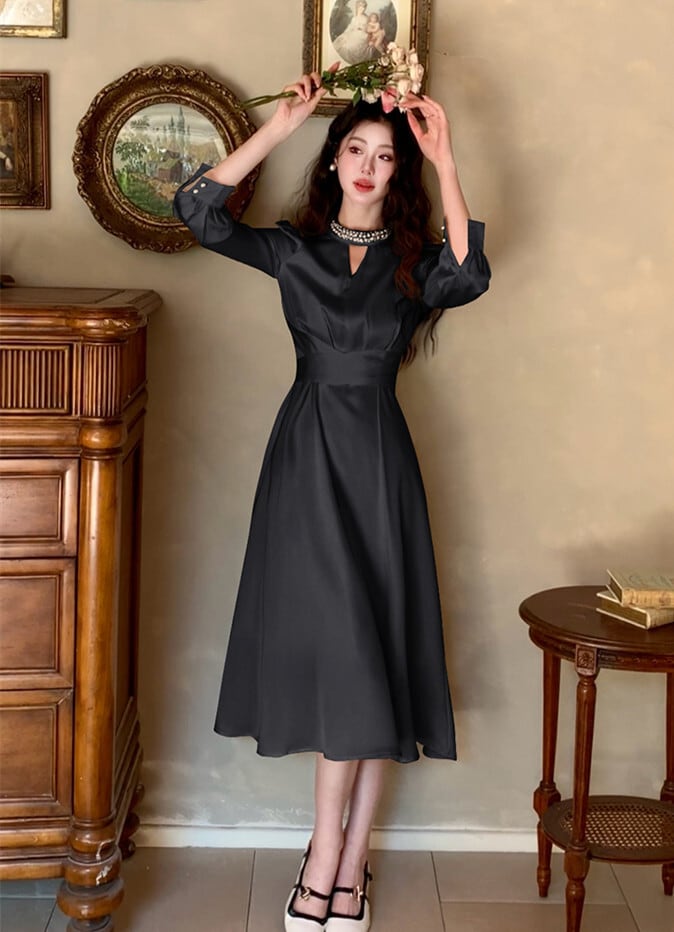 【dress】パールネックデートワンピース　N2982