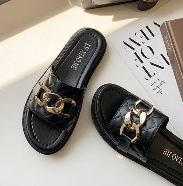 【shoes】絶対流行2色INS風超人気履きやすいキレー目韓国ファションサンダルスリッパF2367
