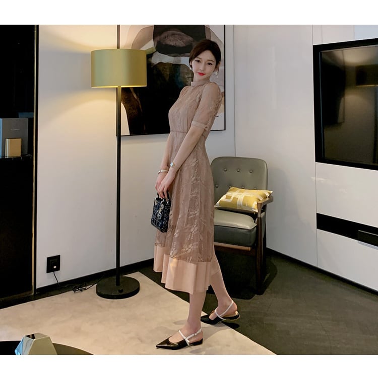 【set】キャミワンピース+メッシュワンピース２点セットG21489