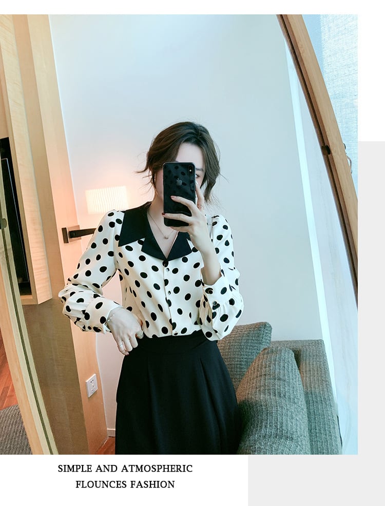 【tops】ドット柄シャツトップス　M25272