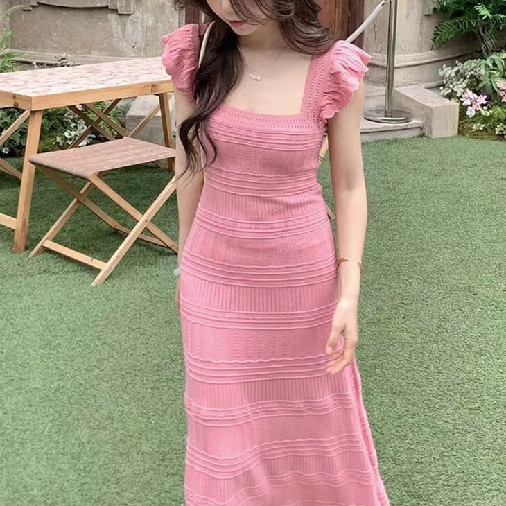 【dress】カットワークニットワンピース　M24657