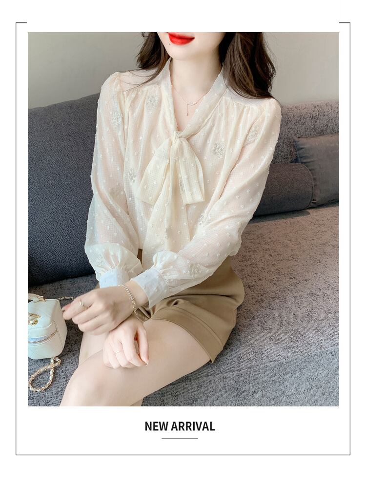 【tops】リボン付きシャツトップス　M28633