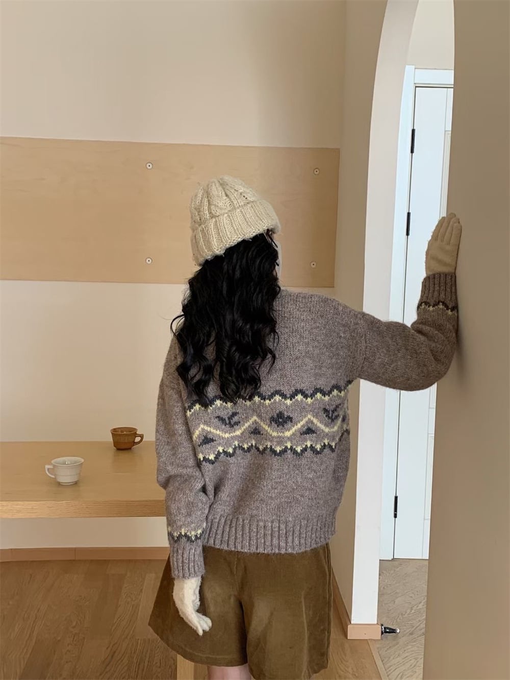 【tops】ジャカードニットセーター　M27134