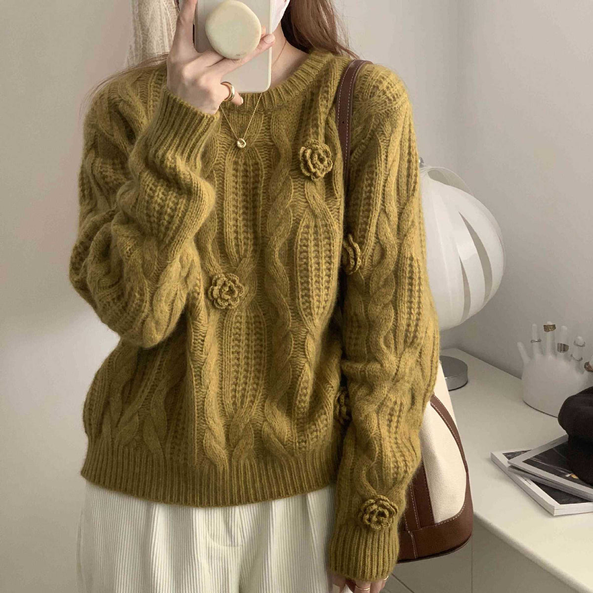【tops】クルーネックニットセーター　M19144